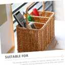 SOLUSTRE Woven Divided Cutlery Storage Basket 8.85X8.66X4.92 Inch Portable Silverware Organizer for Kitchen Countertop and Dining Room Utensil Caddy