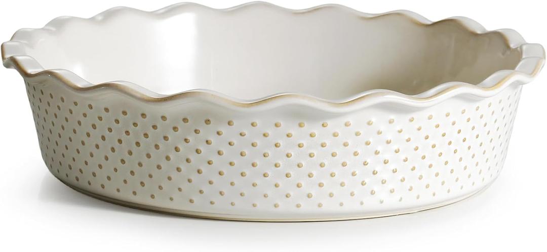 getstar Ceramic Deep Pie Pan, 9 inch Pie Dish for Baking, Non-Stick, Oven & Dishwasher Safe, Farmhouse Decor Quiche Baking Dish, Pie Plate, Deep Dish Pie Pan