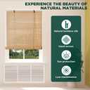 BAYUE Bamboo Blinds for Interior Windows, Roll Up Light Filtering, 35x64 in
