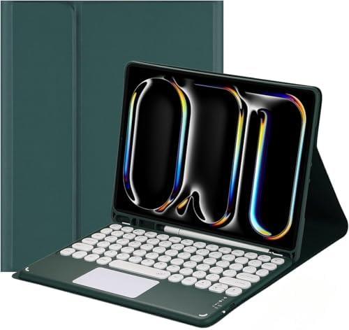 NUWONAYA Touchpad Keyboard Case for for Amazon Fire HD 10/10 Plus 10.1 inch 2021/2023(11/13th Generation) with Pen Holder, Round Keys Detachable Trackpad Keyboard , Teal