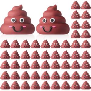 50 Pcs Mini Poop Figures Small Poop Figurines Poo Toys Fake Poop Classic Brown Poop Rubber Poop for Prank Hide Seek Goodie Bags Piata Stuffers Party Supplies Gifts Easter Egg Fillers