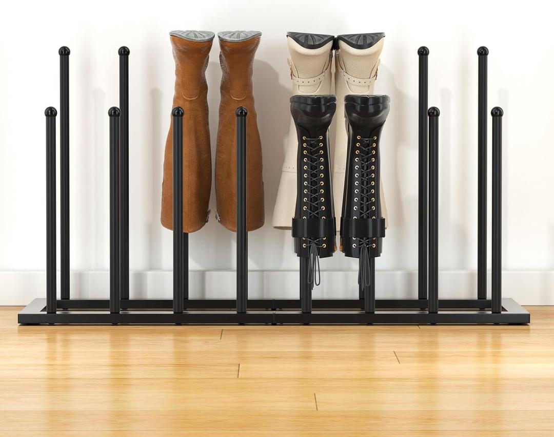 Urban Deco Free Standing Shoe Racks, Boot Organizer for Tall Boots, Black Metal Boot Rack Fit for 8 Pairs, Shoe Organizer for Dorm Room, Closet, Entryway (Black-8pairs)