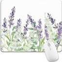 Floral Flower Mouse Pad Purple White Green Plant Leaf Women Mousepad Nature Aesthetic Pretty Desk Computer Gaming Office Cute Non-Slip Wireless Mat Washable Decor Accessories Pattern Laptop Travel