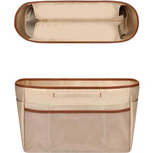 GIVLEFLY Small Purse & Handbag Organizer Insert with Zipper, Multiple Pockets and Handle, Lightweight Bag DividerBeige