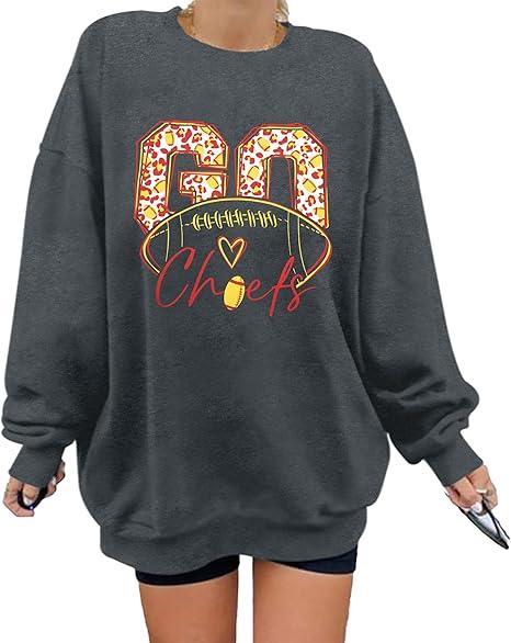 LUKYCILD Game Day Sweatshirt Football Shirt: Women Sunday Funday Football Season Long Sleeve Shirt Soccer Fans Pullover, Small