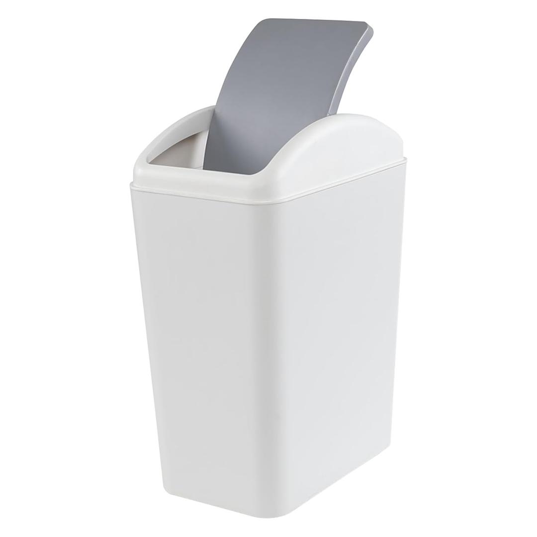 4.5 Gallon Swing Top Trash Can, Plastic Garbage Can with Swing Lid (Gray)
