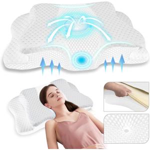 Pain Relief Cervical Pillow for Neck Support,Adjustable Ergonomic Pillow Cozy Sleeping,Odorless Orthopedic Memory Foam Pillows,Contour Bed Pillow for Side Back Stomach Sleeper (Queen Size-24.8''Lx14.96''Wx5.78''H, White)