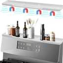 Silicone Magnetic Stove Shelf For Back Of Stove - Over The Stove Shelf, Magnetic Stove Top Shelf, Over The Stove Spice Rack, Oven Shelf For Top Of Stove, Heat Resistant, Includes 6 Extra Plates, White