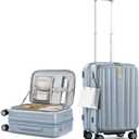 Hanke 20 Inch Expandable Carry On Luggage Airline Approved Top Opening Hard Shell Suitcases with Wheels Lightweight Travel Luggage Carry On Suitcase for Woman Men-Grey