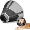 Soft Dog Cone Collar to Stop Licking, Comfortable Mesh Recovery Collar After Surgery for Large Medium Small Dogs, Alternative to Elizabeth Cone of Shame (4, Black)