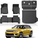 KUST Floor Mats for 2022-2026 Jeep Grand Cherokee Accessories 5 Seats (Include 4XE, Not for WK & L), All Weather Floor Liners & Cargo Trunk Mat & Rear Backrest Mats, TPE Rubber, Raised Edge