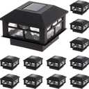 GreenLighting Modern Solar Post Cap Lights Fits 4x4 Wood, 4x4 & 5x5 PCV/Vinyl Outdoor Solar Powered Light, Fence Post, Landscaping, Deck, Garden- Bright LED, Waterproof Black 12 Pack