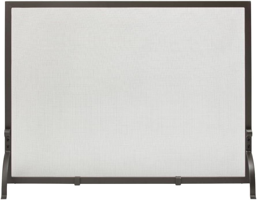 UniFlame, S-1158, Small Single Panel Olde World Iron Finish Fireplace Screen (Small - 39" wide, 31" tall)