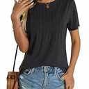 Womens Short Sleeve T Shirts Pleated Dressy Casual Crewneck Loose Fit Tee Trendy Summer Tops Blouses 2025
