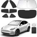 TINGLU Window Shades for Tesla Model Y 2020-2024 2025 Accessories Car Side Full Windows Rear Triangular Windshield Sun Shade Sun UV Rays & Privacy Protection for Camping,Napping,and Relaxing 8PCS