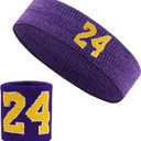 Basketball Wristbands Sweatbands Kit Sweat Bands Sweat Absorbing Head Band for Party Accessories (One Size, Purple)