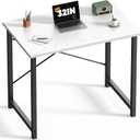 DUMOS 32 Inch Small Computer Desk for Home Office, Modern Study Work Table Simple Style for Bedroom, Writing Desks with X-Shaped ReInchforcement, Black