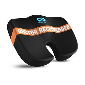 Everlasting Comfort Doctor Recommended Memory Foam Seat Cushion for Office Chairs & Car - Ergonomic Office Desk Accessories - Cushions for Tailbone Pain Relief, Sciatica (Black, Large)