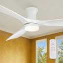 Fanbulous 52 Inch Ceiling Fans with Lights and Remote, 3 Blades Flush Mount Low Profile Ceiling fan, Efficient 3475 CFM, Safe ABS, Timer, Quiet 35dB, 3CCT, Reversible for Bedroom Living Room, White