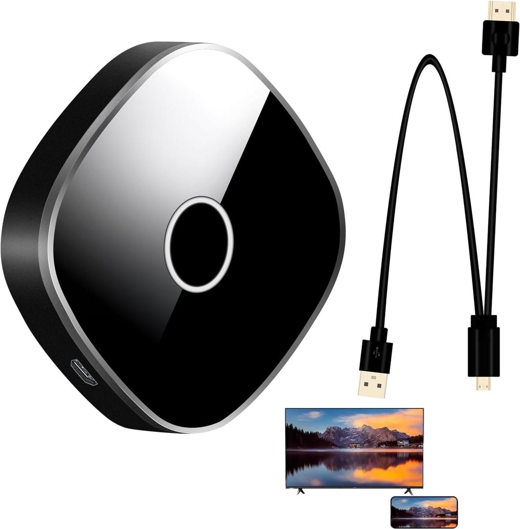 Wireless Display Adapter, 4K HDMI Display Dongle Adapter, 2.4/ 5G Screen mirroring Adapter for TV, for/ Android/ iOS/ Windows/ MacOS/ HarmonyOS，Compatible Miracast, AirPlay, DLNA