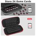 TROKUZEN Carrying Case for Nintendo Switch 2 (2025), Hard Shell Protective Case, 24 Game Cartridge Slots, Large Capacity Travel Bag for Switch 2 Accessories (Red Zipper)
