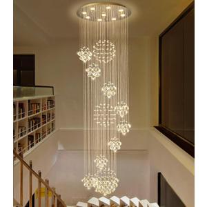 Modern Large Chandelier for Foyer Raindrop Crystal Chandeliers LED Dimmable High Ceiling Flush Mount Light Fixtures for Staircaes Hallway Entryway 78.7'' Gold