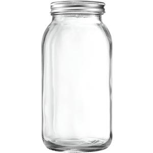 GLING [1 Count 64 oz. Wide-Mouth Glass Mason Jars with Metal Airtight Lids and Bands 2 Quart Large For Preserving, & Meal Prep