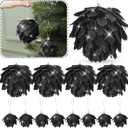 Syhood 12 Pcs Christmas Ball Ornaments Glitter Pinecone Balls Xmas Tree Decoration Hanging Pinecone Ornaments Rustic Pine Cones for Xmas Winter Party Holiday Wedding Home Decorations(Black)