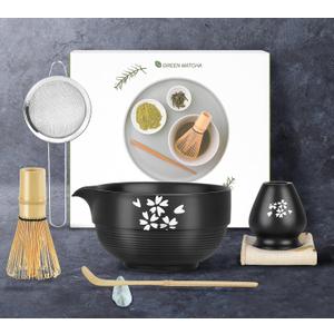 Matcha Whisk Set - Black Matte Finish - 8 PiecesIncluding Bamboo Whisk, Ceramic Matcha BowlElegant Japanese Tea Set for Tea Ceremonycoffee A Gift for Matcha Enthusiasts