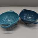 Crisp 2-Piece Mini Colander Berry Baskets With Handles - Food Strainers For Kitchen - Small Colander For Berries & Grape - Dishwasher Safe Berry Strainer - Made in the USA - Prussian Blue & Light Teal