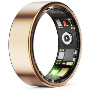 Smart Ring for Women & Men, Health Tracker Ring, Fitness Tracker Ring Blood Pressure,Temperature, Heart Rate, SpO2, HRV & Stress, IP68 Waterproof, Sleep Tracker, No App Fee (Rose Gold, 6)