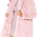 TOPONSKY Womens Winter Warm Lapel Faux Fur With Inner Lining & Buttons Coats (Medium, Cd Light Pink)