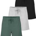 Real Essentials 3 Pack: Men's Ultra Soft Cotton Pajama Pants - Sleep Lounge PJ Joggers with Pockets -Set 2X