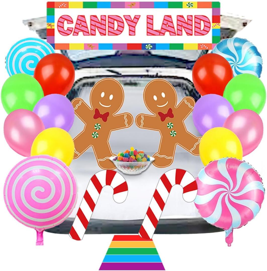 Candy Land Trunk or Treat Car Suv Decorations Kit Halloween Trunk or Treat Decoration for Candyland Party Supplies