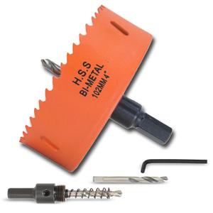 4 inch Hole Saw with Arbor for Metal Wood Plastic, 102mm Bi-Metal Hole Cutter for Different Project with Smooth and Flat Drilling Edge, Fast Chip Removal