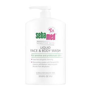 SEBAMED Sensitive Skin Face and Body Wash for Men and Women, pH 5.5, Mild Gentle Hydrating Cleanser, Hypoallergenic Body Wash, Dermatologist Recommended, 33.8 Fluid Ounces (1 Liter)