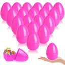 HSLCGF 24 Pack Plastic Easter Eggs Large 3.5 Inch Empty Eggs Bulk Fillable for Easter Theme Party Favor Basket Stuffers Holiday Decoration(Pink)