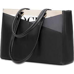 LOVEVOOK Laptop Bag for Women, 15.6 inch Laptop Tote Work Teacher Bags Cancas Computer Shoulder Bag,Black/Gray/White