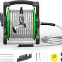 SPECILITE Portable Garden Hose Reel with 75ft Heavy Duty 304 Stainless Steel Water Pipe, Wall Mount Lightweight Winder Combo with Nozzle for Outside, Yard, Patio