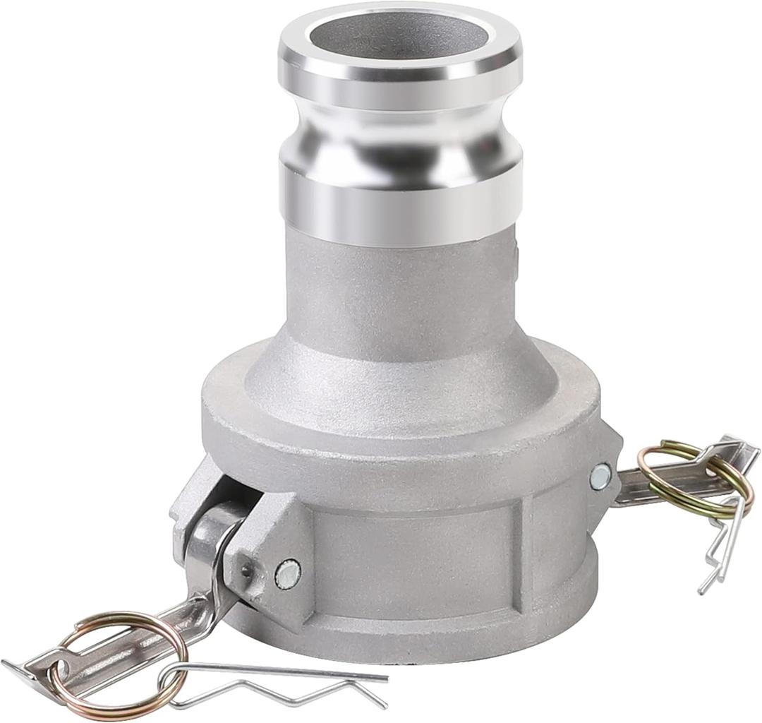 Camlock Fittings Type DA 3" Female Camlock x 2" Male Camlock Cam and Groove Hose Fittings, Aluminum Material, Reducer, 125PSI