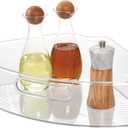 iDesign Lazy Susan 1/4 Wedge Organizer Bin with Handle for Corner Cabinet - Clear - Made in USA