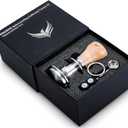 58.5mm Tamper Fits 58mm Portafilters Calibrated Auto-Leveling and Double Spring Loaded Design Stainless Steel Ripple Base Espresso Tamper with 20lb / 25lb / 30lbs Replacement Springs