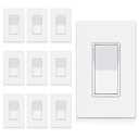 BESTTEN 3 Way Decorator Light Switch, 10 Pack On/Off Paddle Rocker Interrupter, 15A 120/277V, Electrical Wall Light Switches with Screwless Wallplates, Single Pole or Three Way, UL Listed, White