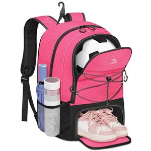 MATEIN Girls Soccer Backpack, Large Basketball Bag with Ball Holder & Shoe Compartment for Tournament & Game Day, Lightweight Youth Sports Bag with Fence Hook Fits 15.6 Inch Laptop, Soccer Team Gifts