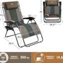 Timber Ridge Oversized Zero Gravity Chair, Padded Reclining Lounge Chair with Adjustable Headrest & Cup Holder, Heavy Duty Support 350 lbs, Foldable for Camping, Lawn, Outdoor & Indoor, Brown