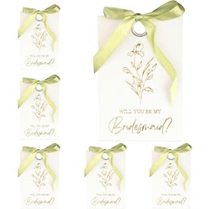 11Pcs Bridesmaid Proposal Cards Floral Metallic Bridal Shower Invitation Set 8 Will You Be My Bridesmaid Cards 2 Maid of Honor & 1 Matron of Honor Invitations (Green)