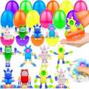12-Pack 3.8'' Jumbo Prefilled Easter Eggs with Transformable Bunny Unicorn & Frog Fidget Spinners Easter Basket Essential Pop Animal Sensory Toys Kids Teens Basket Stuffers Hunt DIY Stress Relief Gift