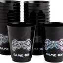 BLUE PANDA 16 Pack Plastic Video Game Cups for Kids - Gaming Party Favors for Birthday Supplies and Gamer Birthday Party Decorations (16 Oz Gamer Cups)