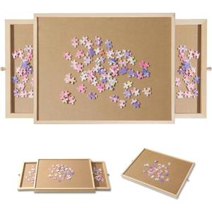 Small Puzzle Board 17.1 X 13.4 Inch Puzzle Table - Suitable for Personal Small Jigsaw Puzzles Table with 2 Storage Drawers,Portable Lightweight Jigsaw Puzzle Board(100-300Pcs)