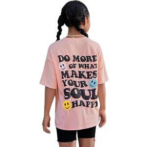 SOLY HUX Girl's Letter Graphic T Shirts Short Sleeve Cute Shirts Oversized Loose Tee Summer Tops